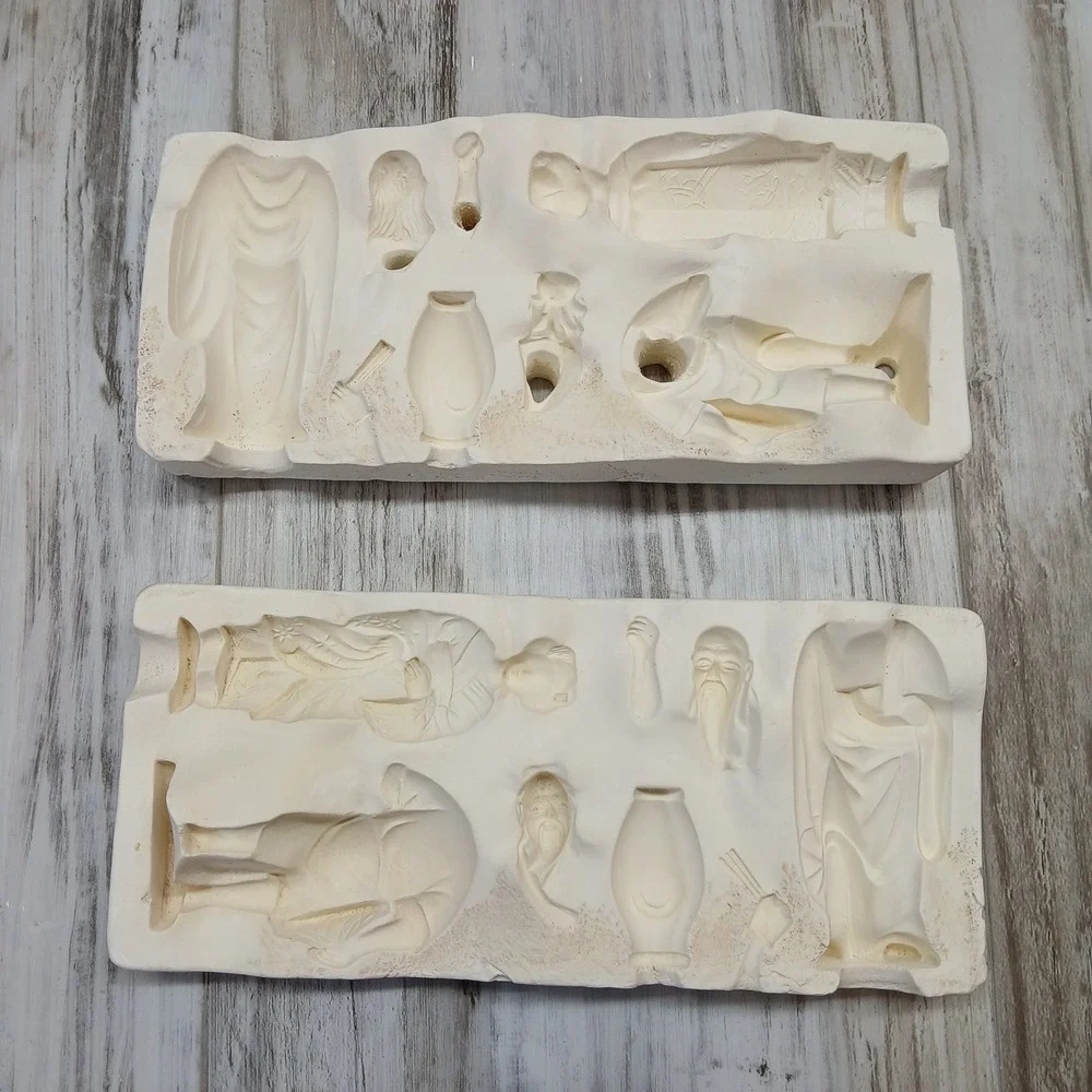 Vintage 1961 Duncan Ceramic Mold 968 Japanese Figures Wise Man Fresno California